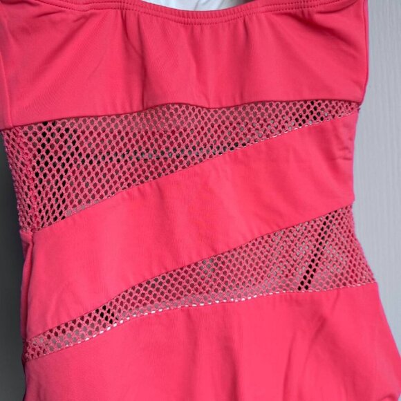 CARMEN MARC VALVO SWIMWEAR with Open-Knit Inserts In Coral Pink - Size 6 - Picture 4 of 8